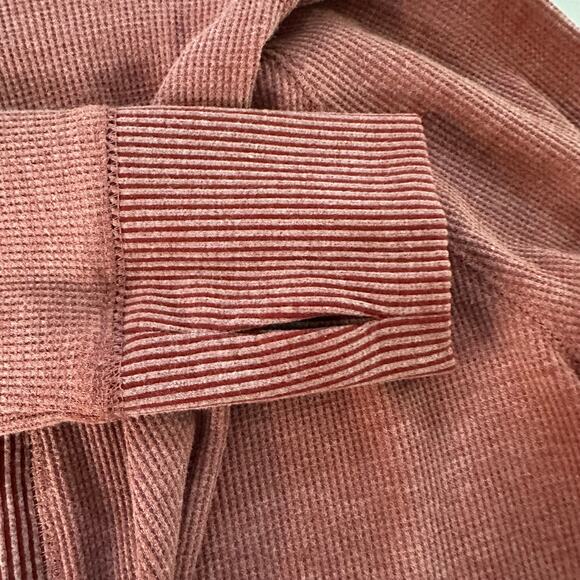 prAna Waffle Knit Hoodie Pullover Sweatshirt Women’s Small Mauve Organic Cotton - Picture 5 of 9